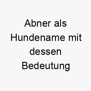 abner als hundename mit dessen bedeutung 16897