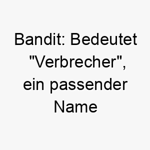 bandit bedeutet verbrecher ein passender name fuer einen frechen oder unabhaengigen hund 17352