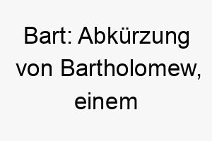 bart abkuerzung von bartholomew einem biblischen namen der sohn des talmais bedeutet 17380