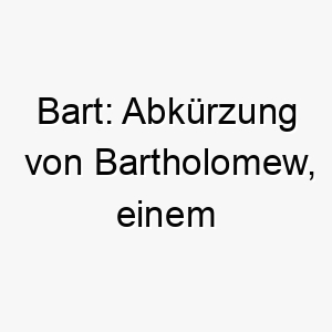 bart abkuerzung von bartholomew einem biblischen namen der sohn des talmais bedeutet 17380