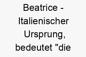 beatrice italienischer ursprung bedeutet die gluecklichmachende bedeutung als hundename fuer einen hund der viel freude und glueck bringt 12727