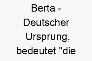 berta deutscher ursprung bedeutet die glaenzende bedeutung als hundename fuer einen leuchtenden strahlenden hund 12945