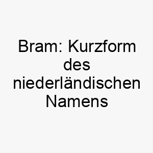 bram kurzform des niederlaendischen namens abraham was vater der voelker bedeutet 17340