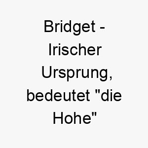 bridget irischer ursprung bedeutet die hohe oder erhaben bedeutung als hundename fuer einen stolzen und edlen hund 12693