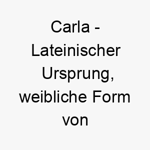 carla lateinischer ursprung weibliche form von carl bedeutet frei bedeutung als hundename fuer einen unabhaengigen und freien geist hund 13357