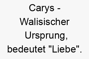 carys walisischer ursprung bedeutet liebe bedeutung als hundename fuer einen liebevollen freundlichen hund 13361