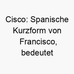 cisco spanische kurzform von francisco bedeutet freier mann 17684