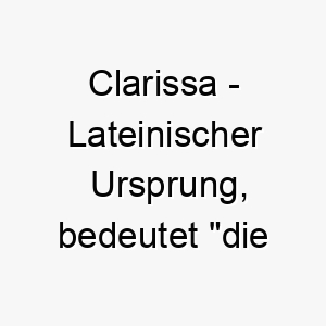 clarissa lateinischer ursprung bedeutet die beruehmte bedeutung als hundename fuer einen auffaelligen bekannten hund 13553