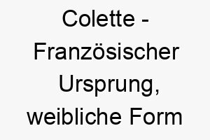 colette franzoesischer ursprung weibliche form von nicholas bedeutet sieg des volkes bedeutung als hundename fuer einen starken siegreichen hund 13561