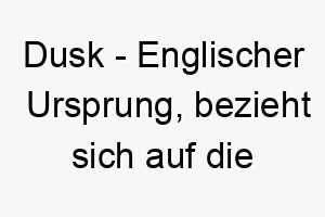 dusk englischer ursprung bezieht sich auf die abenddaemmerung bedeutung als hundename fuer einen ruhigen nachdenklichen hund 13741