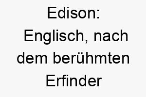 edison englisch nach dem beruehmten erfinder thomas edison ein guter name fuer einen intelligenten oder erfinderischen hund 18855