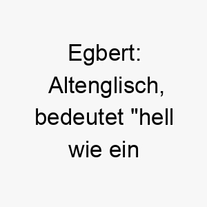 egbert altenglisch bedeutet hell wie ein schwert ein starker name fuer einen tapferen hellen hund 18891