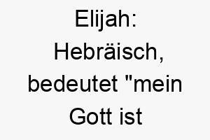 elijah hebraeisch bedeutet mein gott ist jahwe ein starker spiritueller name fuer einen glaeubigen hund 18669