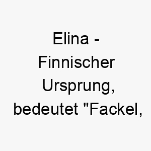 elina finnischer ursprung bedeutet fackel strahlend bedeutung als hundename fuer einen hellen strahlenden hund 13978