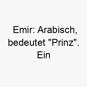 emir arabisch bedeutet prinz ein koeniglicher name fuer einen hund von edler herkunft oder haltung 18720