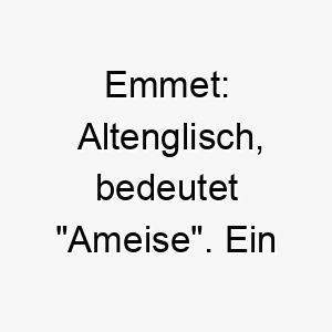 emmet altenglisch bedeutet ameise ein lustiger name fuer einen kleinen energischen hund 18875