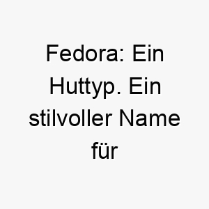 fedora ein huttyp ein stilvoller name fuer einen hund mit viel charakter und stil 19453