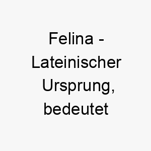 felina lateinischer ursprung bedeutet katzenhaft bedeutung als hundename fuer einen anmutigen unabhaengigen hund 14109