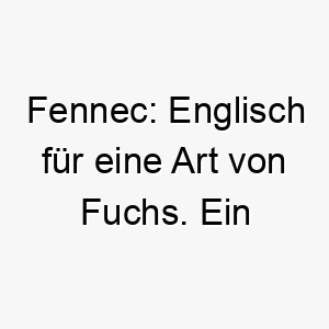 fennec englisch fuer eine art von fuchs ein wilder name fuer einen schlauen oder listigen hund 19455