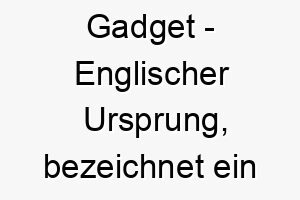 gadget englischer ursprung bezeichnet ein nuetzliches geraet bedeutung als hundename passend fuer einen cleveren geschickten hund 14349