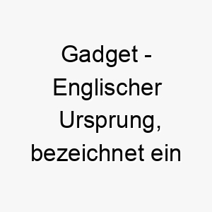 gadget englischer ursprung bezeichnet ein nuetzliches geraet bedeutung als hundename passend fuer einen cleveren geschickten hund 14349