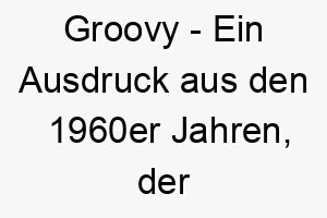 groovy ein ausdruck aus den 1960er jahren der cool oder fantastisch bedeutet ein cooler name fuer einen entspannten hund 19660