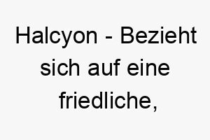 halcyon bezieht sich auf eine friedliche glueckliche zeit ein ruhiger harmonischer name fuer einen entspannten hund 20014