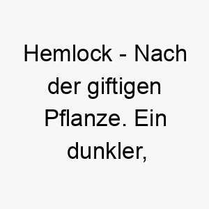 hemlock nach der giftigen pflanze ein dunkler mysterioeser name fuer einen hund 20083