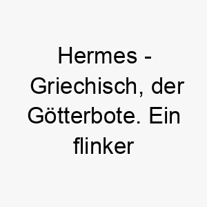 hermes griechisch der goetterbote ein flinker name fuer einen schnellen oder agilen hund 20021