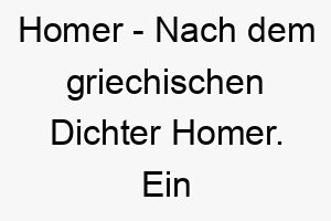 homer nach dem griechischen dichter homer ein kulturell angehauchter name fuer einen weisen hund 20068