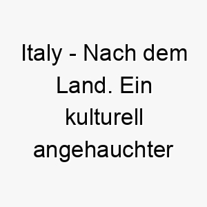 italy nach dem land ein kulturell angehauchter name fuer einen hund mit italienischer herkunft oder fuer einen hund der italienisches essen liebt 20389