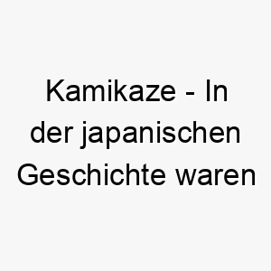 kamikaze in der japanischen geschichte waren dies piloten die selbstmordangriffe durchfuehrten ein starker und furchtloser name fuer einen hund 21249