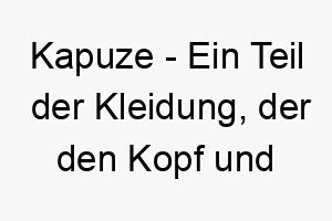 kapuze ein teil der kleidung der den kopf und oft den hals bedeckt ein suesser name fuer einen hund der gerne kuschelt oder sich in decken wickelt 21219