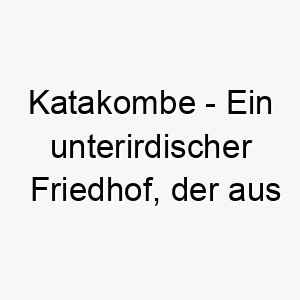 katakombe ein unterirdischer friedhof der aus graebern oder grabkammern besteht ein geheimnisvoller und historischer name fuer einen hund 21312