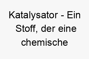 katalysator ein stoff der eine chemische reaktion beschleunigt ein wissenschaftlicher und schneller name fuer einen hund 21252