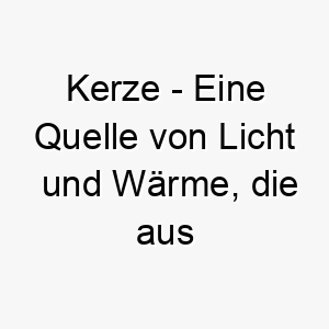 kerze eine quelle von licht und waerme die aus wachs und einem docht besteht ein warmes und einladendes name fuer einen hund 21327