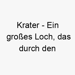 krater ein grosses loch das durch den einschlag eines meteoriten verursacht wird ein kraftvoller name fuer einen starken hund 21166