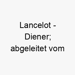 lancelot diener abgeleitet vom mittelhochdeutschen 22103