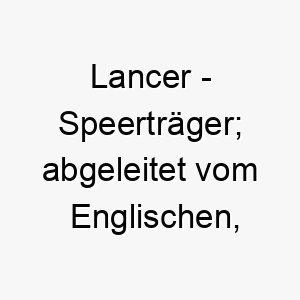 lancer speertraeger abgeleitet vom englischen passend fuer einen aktiven energischen hund 21743