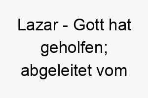 lazar gott hat geholfen abgeleitet vom hebraeischen 2 22088