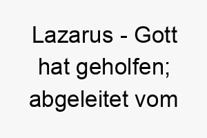 lazarus gott hat geholfen abgeleitet vom hebraeischen 21834