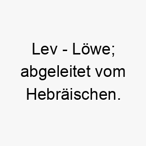 lev loewe abgeleitet vom hebraeischen 2 22298