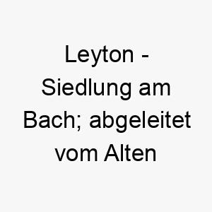 leyton siedlung am bach abgeleitet vom alten englischen 22097