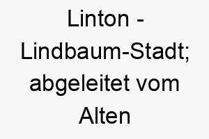 linton lindbaum stadt abgeleitet vom alten englischen 22086