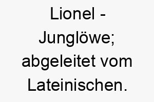 lionel jungloewe abgeleitet vom lateinischen 21800