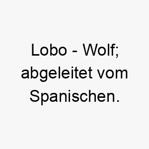 lobo wolf abgeleitet vom spanischen 21741