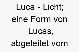 luca licht eine form von lucas abgeleitet vom lateinischen 22105