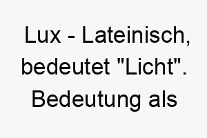 lux lateinisch bedeutet licht bedeutung als hundename fuer einen hellen leuchtenden hund 16032