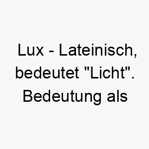 lux lateinisch bedeutet licht bedeutung als hundename fuer einen hellen leuchtenden hund 16032