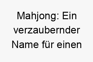 mahjong ein verzaubernder name fuer einen verspielten hund mit kulturellem flair 22843